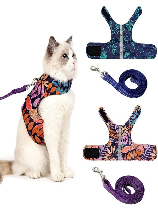 PETANGEL Cat Harness and Leash for Walking Escape Proof 2Pcs Air Mesh Fabric Outdoor Walking Vest with Reflective Strips for Cute Kittens and Small Puppies (Size: S, Chest: 23cm -27cm) - Image 1